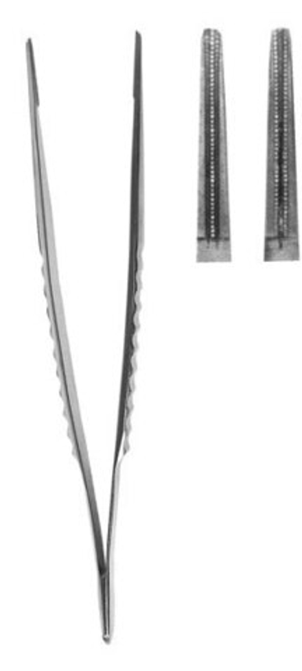 ВР- П-226 Пинцет прямой с атравматической нарезкой сосудистый 210х1,5мм