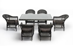 "Амароне" обеденная группа из искусственного ротанга на 6 персон, цвет графит