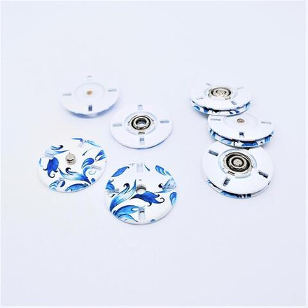 Кнопки №1237, 23мм, цв.бел/син.(MS K-66)