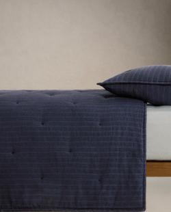 Zara Home покрывало детское из хлопка, тёмно-синий, в полоску · 1604/005