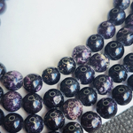 Флюорит, темно фиолетовый, шар 6.3 - 6.8мм, цена за нить 19см
