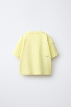 ZARA ФУТБОЛКА ИЗ ИНТЕРЛОКА С ПРИНТОМ, ЯРКО-ЖЕЛТЫЙ