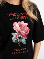 Футболка женская с оверсайз Пион (черная)