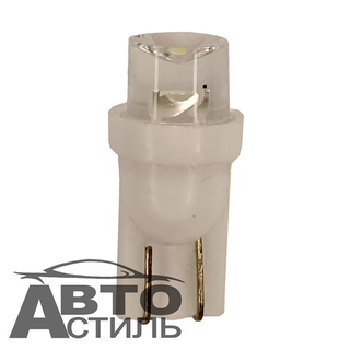 Светодиод 12V T10 CONE WHITE 1LED  (бесцок) белый конус 1диод