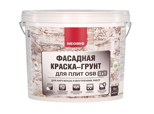 Краска-грунт фасадная Neomid белая база А 14 кг
