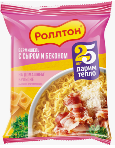 Вермишель Ролтон со вкусом бекона и сыра 60г