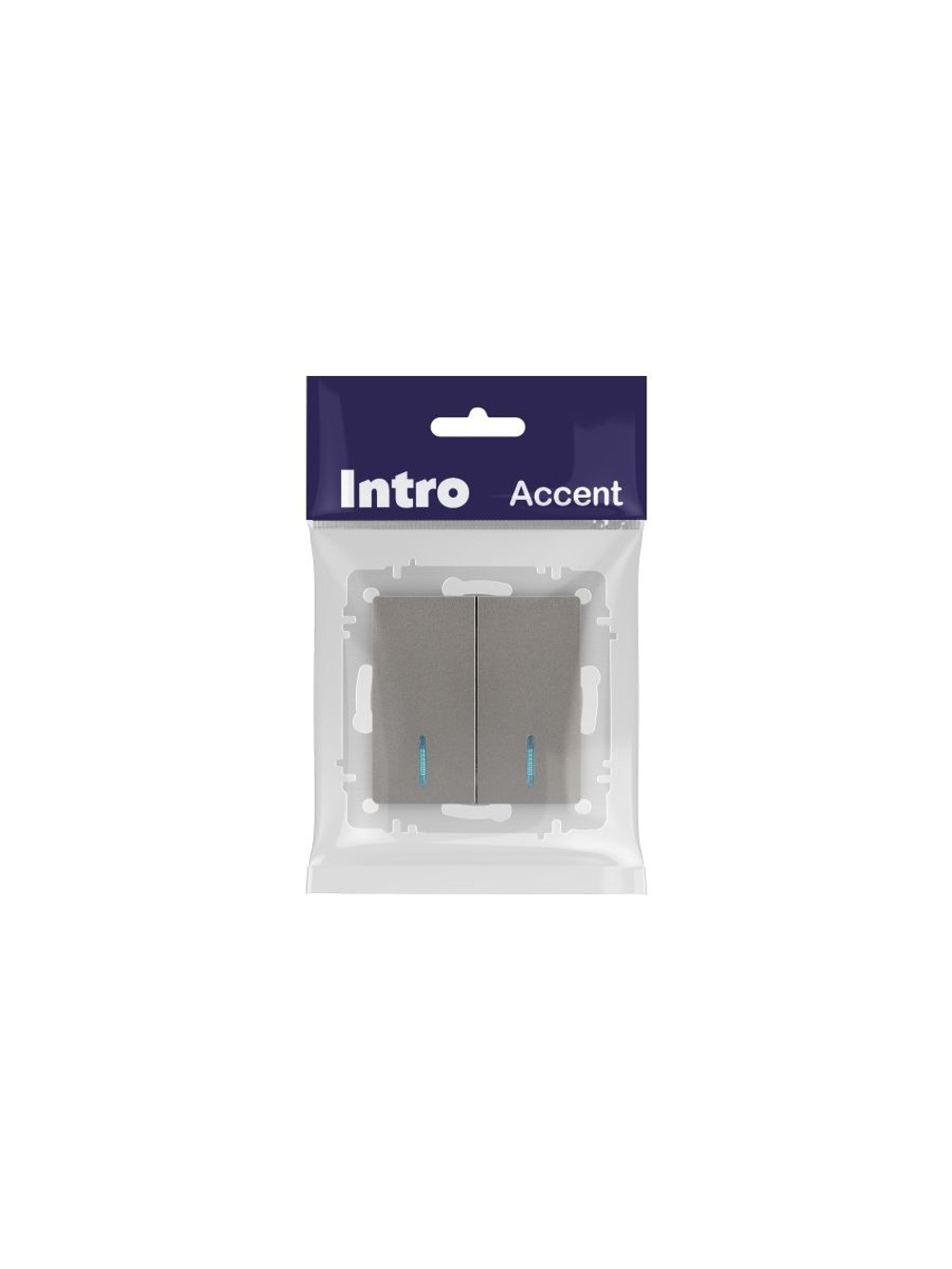 Выключатель 2-кл. СП Accent 6-105-09 10А IP20 250В с подсветкой AL/CU титан Intro Б0063525