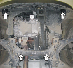 Защита картера Двигателя, КПП. 2 мм, Сталь. для Mercury Mariner 2007-2009, Ford Escape 2007-2009, Mazda Tribute 2007-2011 MOTODOR.00743