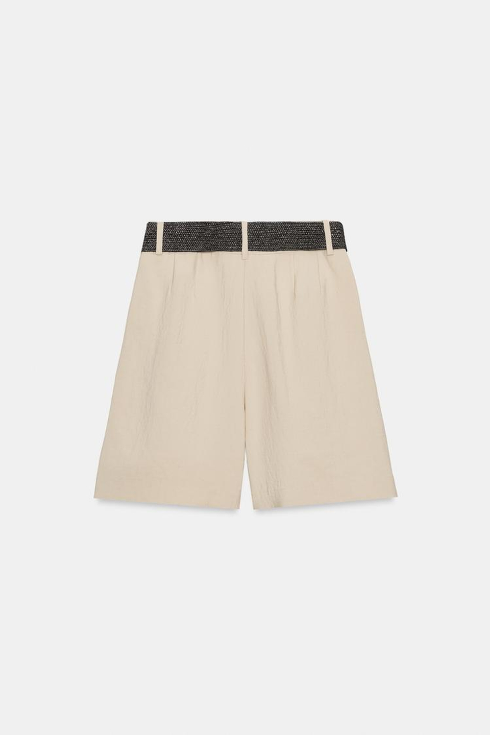 ZARA ШОРТЫ С ЗАЩИПАМИ И РЕМНЕМ, БЕЖЕВЫЙ