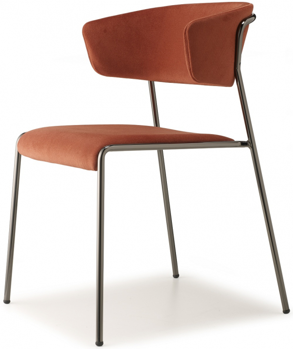 Кресло с обивкой Scab Design Lisa, черный глянцевый никель, красный