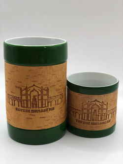 Кружка малая фарфоровая без ручки с берестой. Коллекция "Старая Русса"