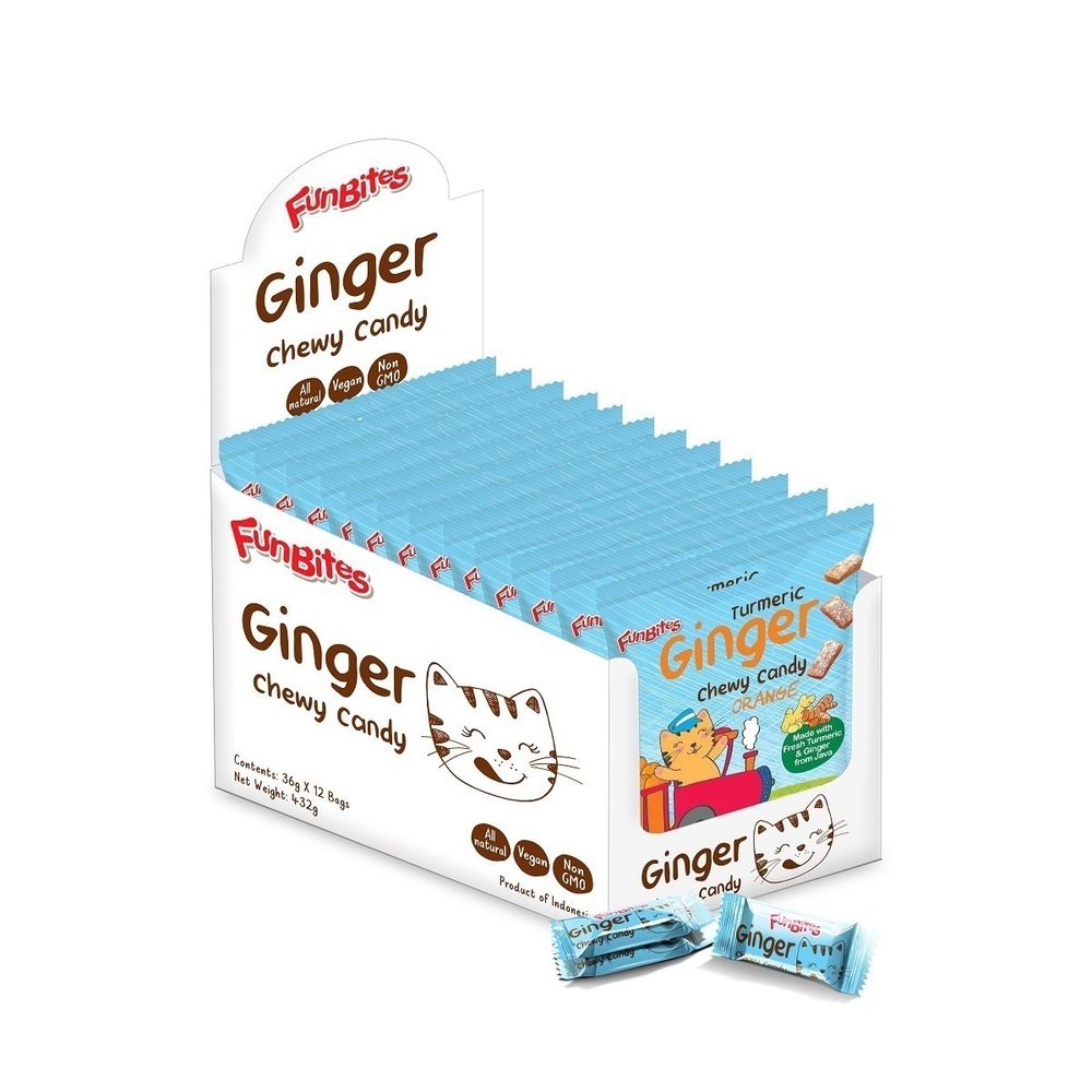 Имбирные жевательные конфеты с куркумой и апельсином FunBites Ginger Chewy Candy 36 гр