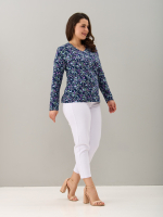 Лонгслив ЛНкл-080/синий-листьярозочка