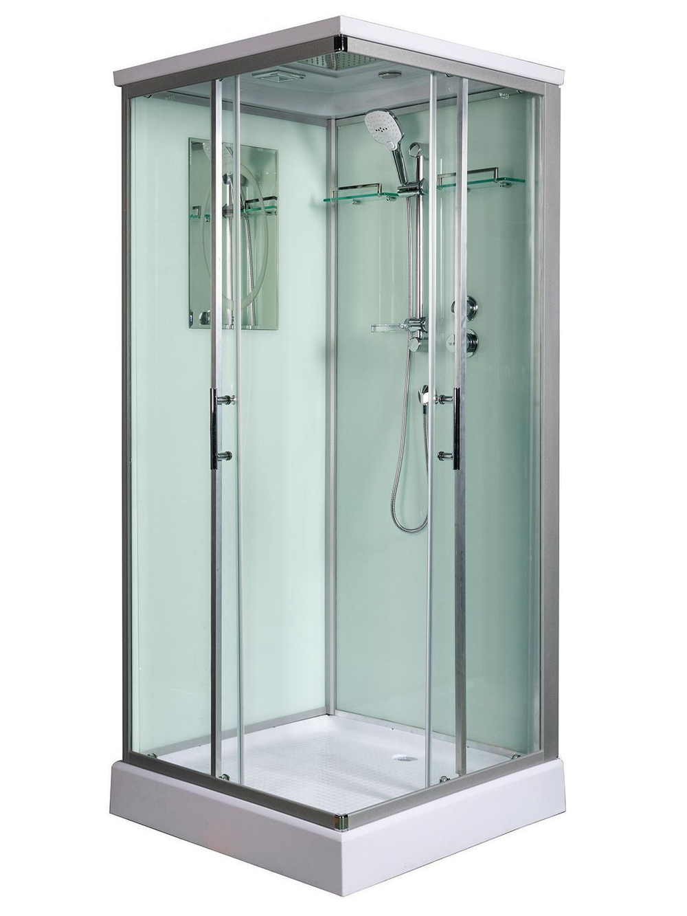 Душевая кабина WeltWasser  WW500 LAINE 1004 100х100 см,  прозрачное стекло, поддон низкий, крыша, гидромассаж