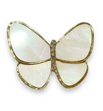 Брошка, брошь перламутровая "Бабочка". БелыйЦвет-синий. Символ стабильности и духовного начала.