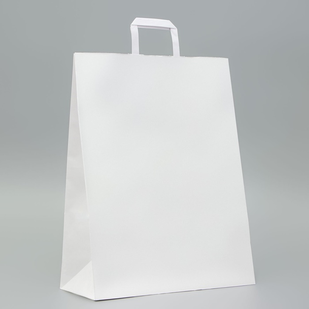 Пакет бумажный с плоскими ручками 450*350*150 белый