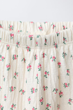 ZARA БРЮКИ С ЦВЕТОЧНЫМ ПРИНТОМ И ТЕКСТУРОЙ, ЭКРЮ