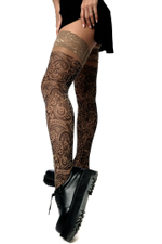 Чулки с имитацией татуировок (Размер: S-M-L) (Цвет: бежевый)