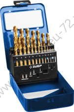 ЗУБР ТИТАН 19шт(1-10мм), Набор сверл по металлу, сталь Р6М5, класс А , титановое покрытие, мет.бокс