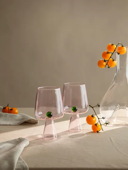 Набор бокалов для вина orb, 400 мл, розовый/зеленый, 2 шт.