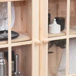 Шкаф навесной кухонный Лена 2 двери 2 полки с карнизом из массива сосны, в натуральной отделке