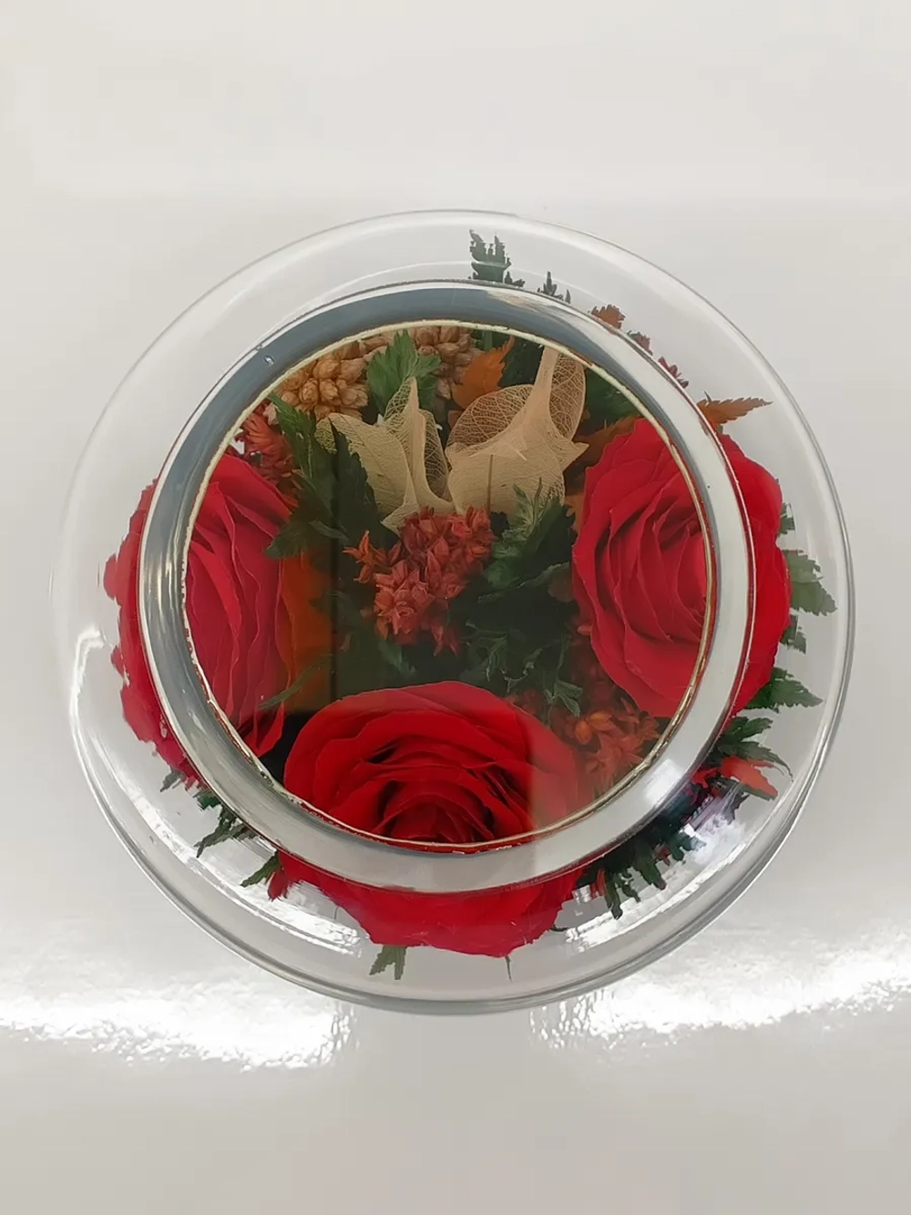 натуральные цветы в стекле, вакуум