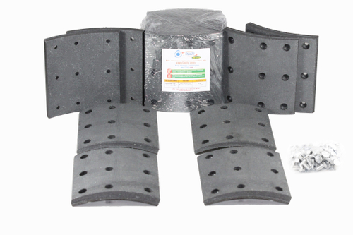 Рем. комплект тормозных накладок а/м КАМАЗ-6520, 6560 ЕВРО (Сверл./расточен./с заклёпками/ширина 180мм., 9 отв./ к-т 8 шт. короткие/ повышенная термостойкость и экспл. характ./ 6520-3501105-К, 6520-3501105-51) RUATI