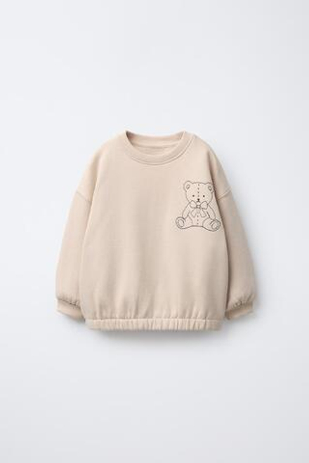 ZARA ТОЛСТОВКА С КОНТРАСТНОЙ ВЫШИВКОЙ, ЭКРЮ