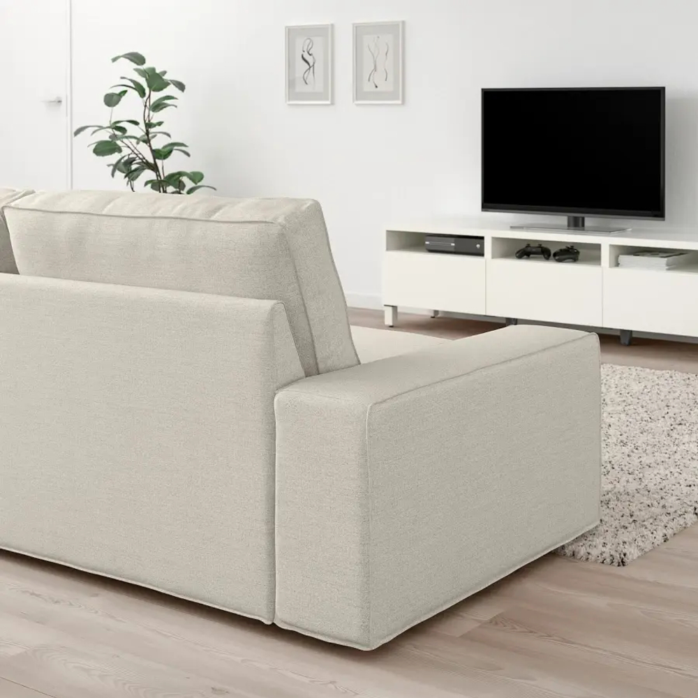 Диван 4-местный с оттоманкой - IKEA KIVIK/КИВИК ИКЕА, бежевый