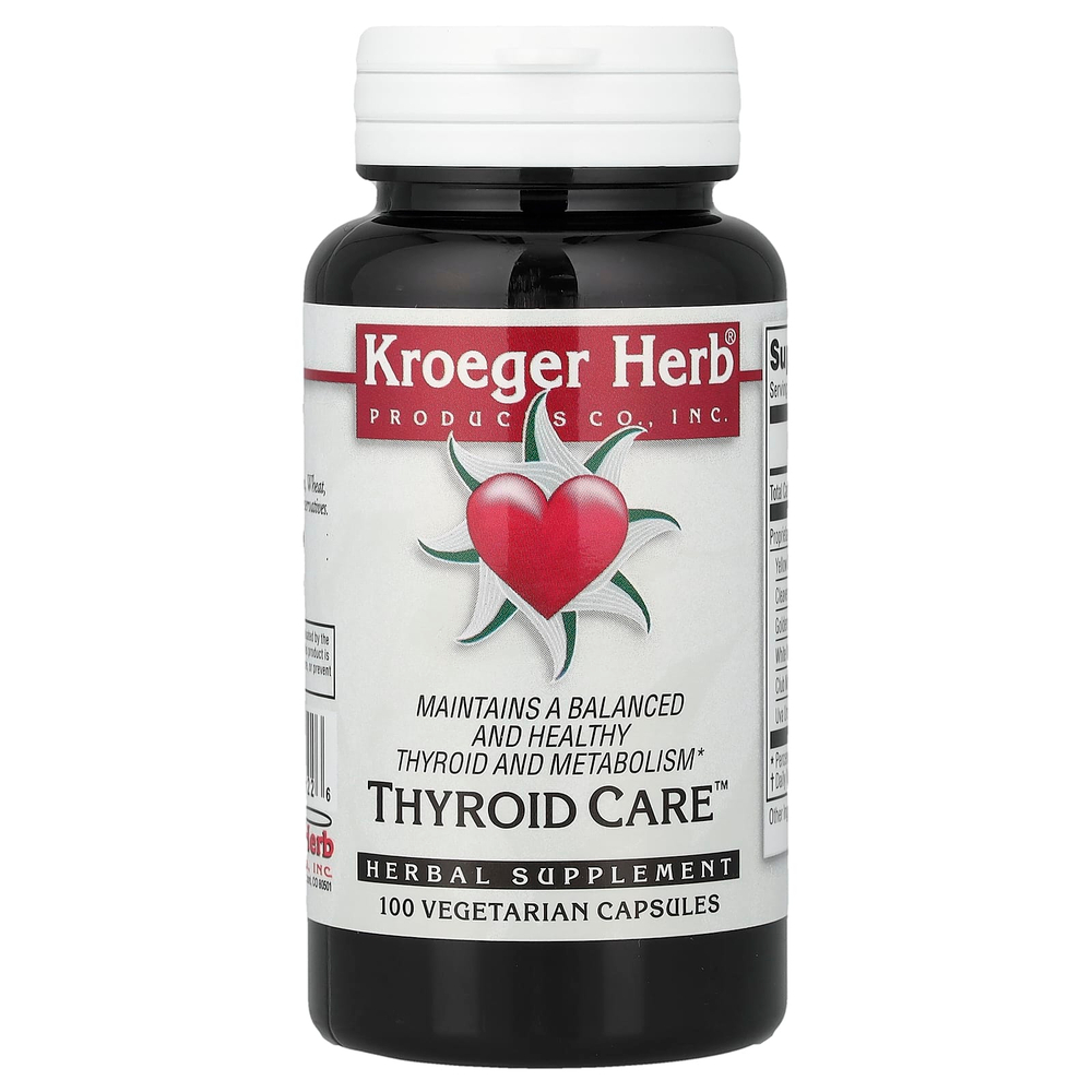 Kroeger Herb Co, Thyroid Care™, 100 вегетарианских капсул