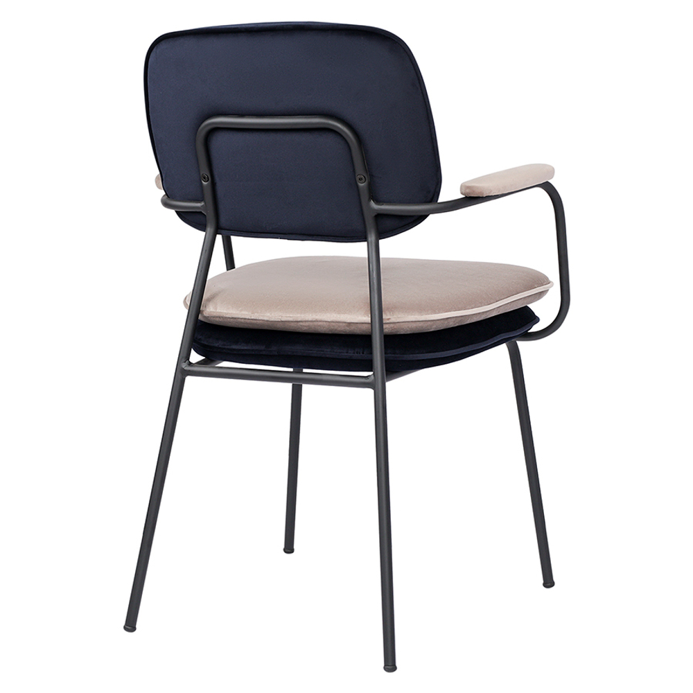 Стул с подлокотниками pea, велюр, темно-синий/бежевый