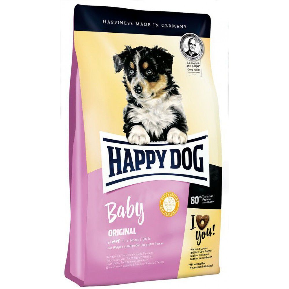 Сухой корм Happy Dog Baby Original для щенков от 1 до 6 месяцев с птицей ягненком и рыбой 10 кг
