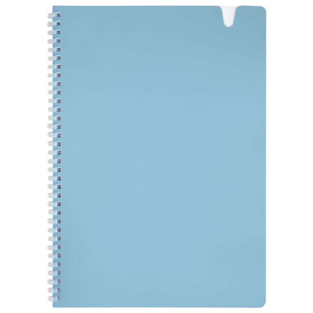 Тетрадь обложка пластик, А4 80 л., гребень мягкий, вырубка для ручки, клетка, BRAUBERG, голубой, 405370
