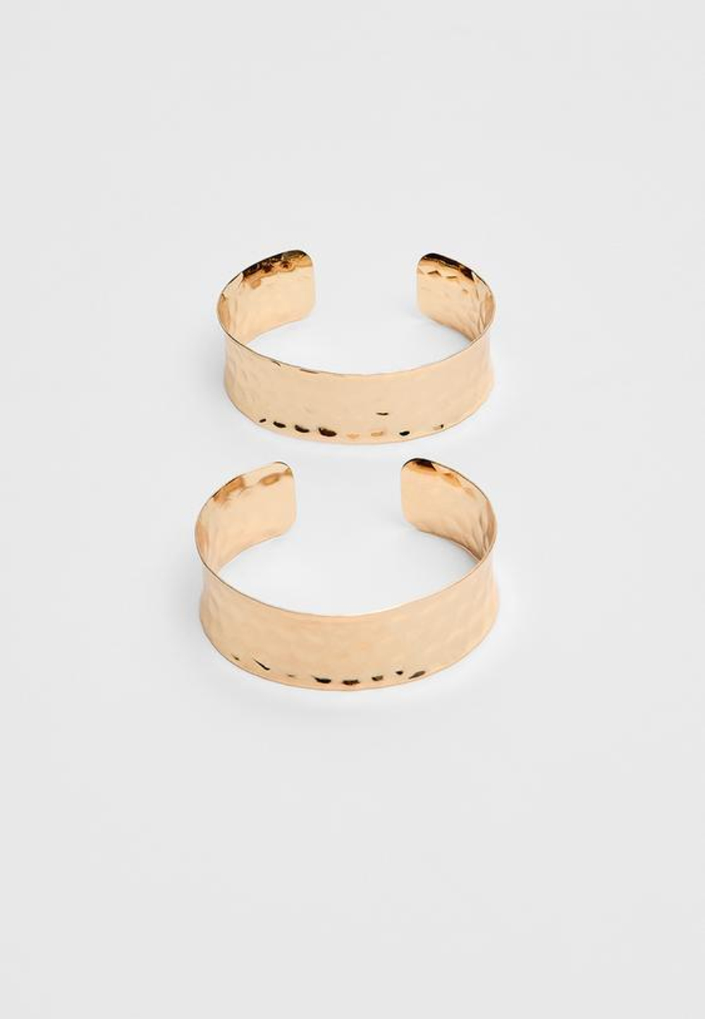 STRADIVARIUS Набор из 2 фактурных браслетов, золотой