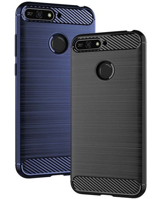 Чехол для Huawei Y6 Prime 2018 (Enjoy 8E, Honor Play 7A Pro) цвет Blue (синий), серия Carbon от Caseport