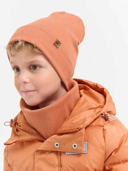 Шапка и снуд трикотажные двухслойные "Карамель"