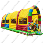 Коммерческий надувной батут «Страна Сафария» с крышей и двумя горками 12*6*6 м