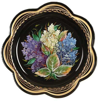 Жостовский поднос декоративный, размер 18 см (A1), металлический