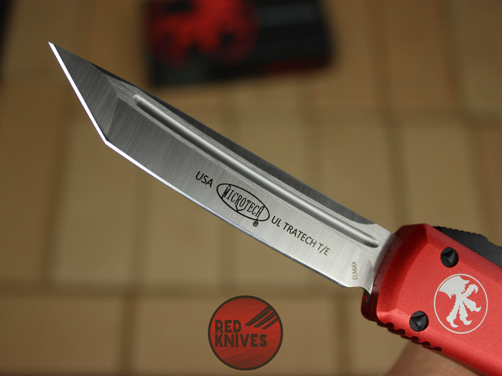 Нож Microtech Ultratech T/E - красная рукоять, танто клинок сатин RK-354