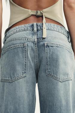 ZARA ДЖИНСЫ TRF WIDE-LEG С НИЗКОЙ ПОСАДКОЙ, СЕРО-СИНИЙ