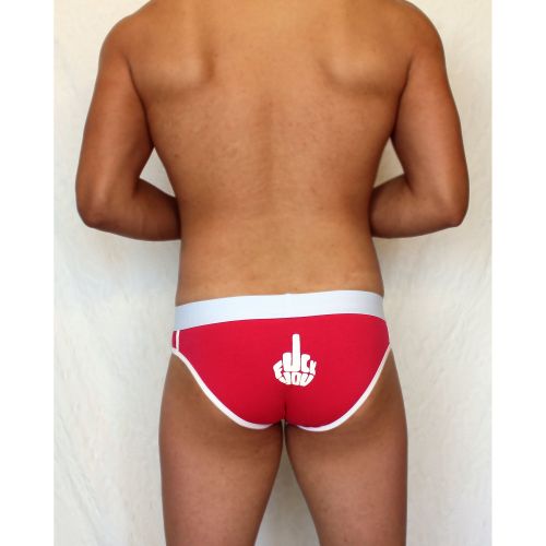 Мужские трусы слипы красные &quot;Fuck you&quot; Boefje