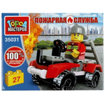 Конструктор пластмассовый 27эл. Пожарная служба "Пожарный на машине" 35031-JS коробка (Город мастеров)