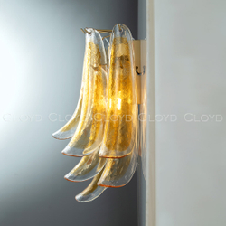 Бра Cloyd AZORES-C W2 / выс. 42 см - латунь светл. - янтарное стекло (арт.20472)