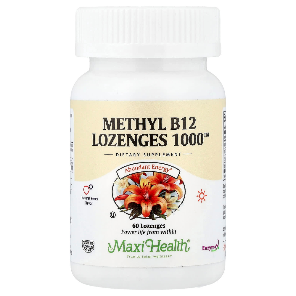 Maxi Health, Methyl B12, пастилки 1000™, натуральные ягоды, 60 пастилок (1000 мкг в 1 пастилке)