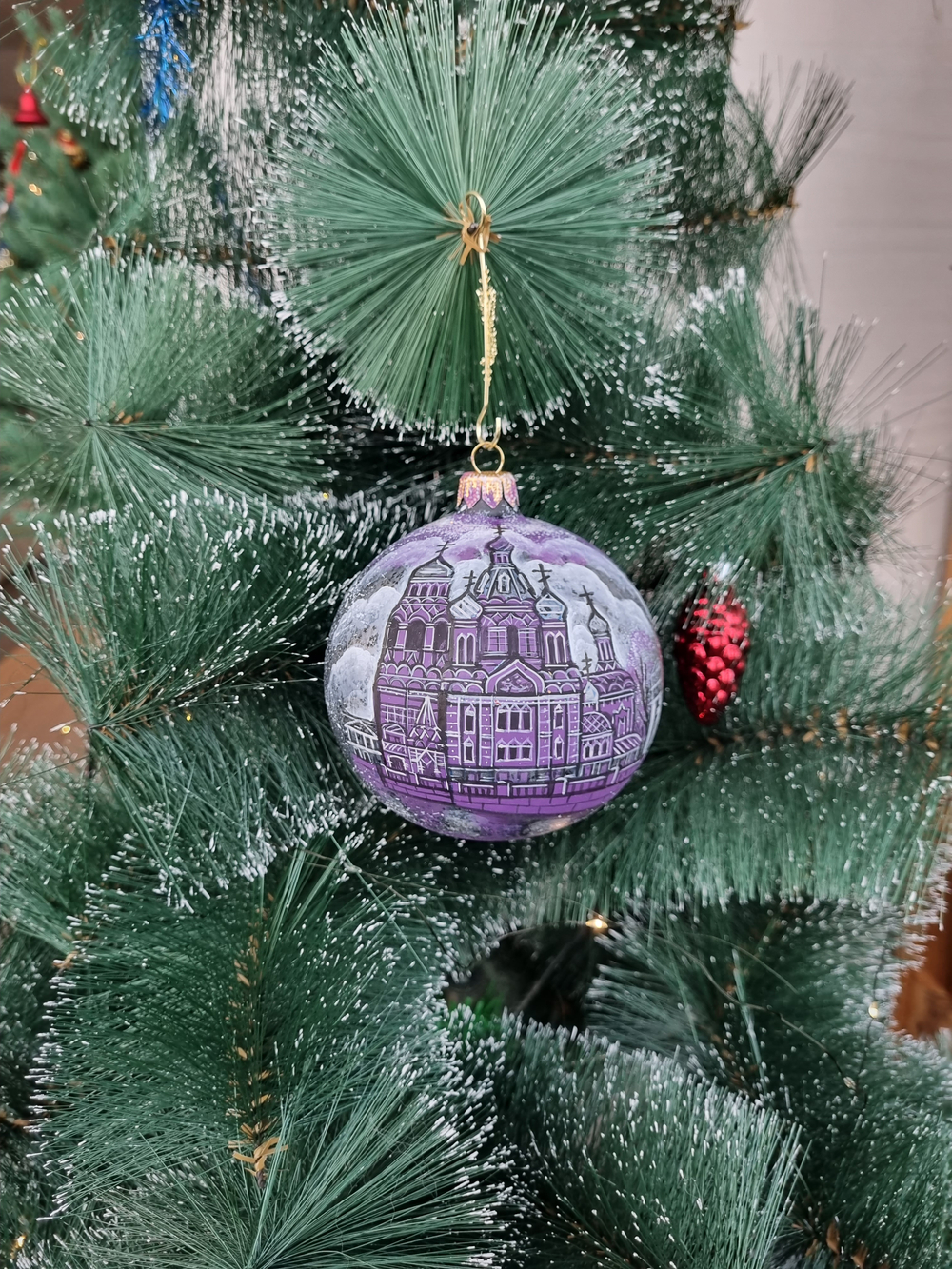 Шар стеклянный "Спас на крови",  ручная роспись