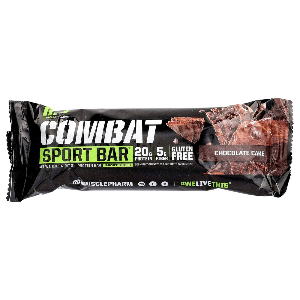 MusclePharm, Протеиновый батончик Combat Ready ™, шоколадный торт, 4 батончика, 57 г (2,01 унции)