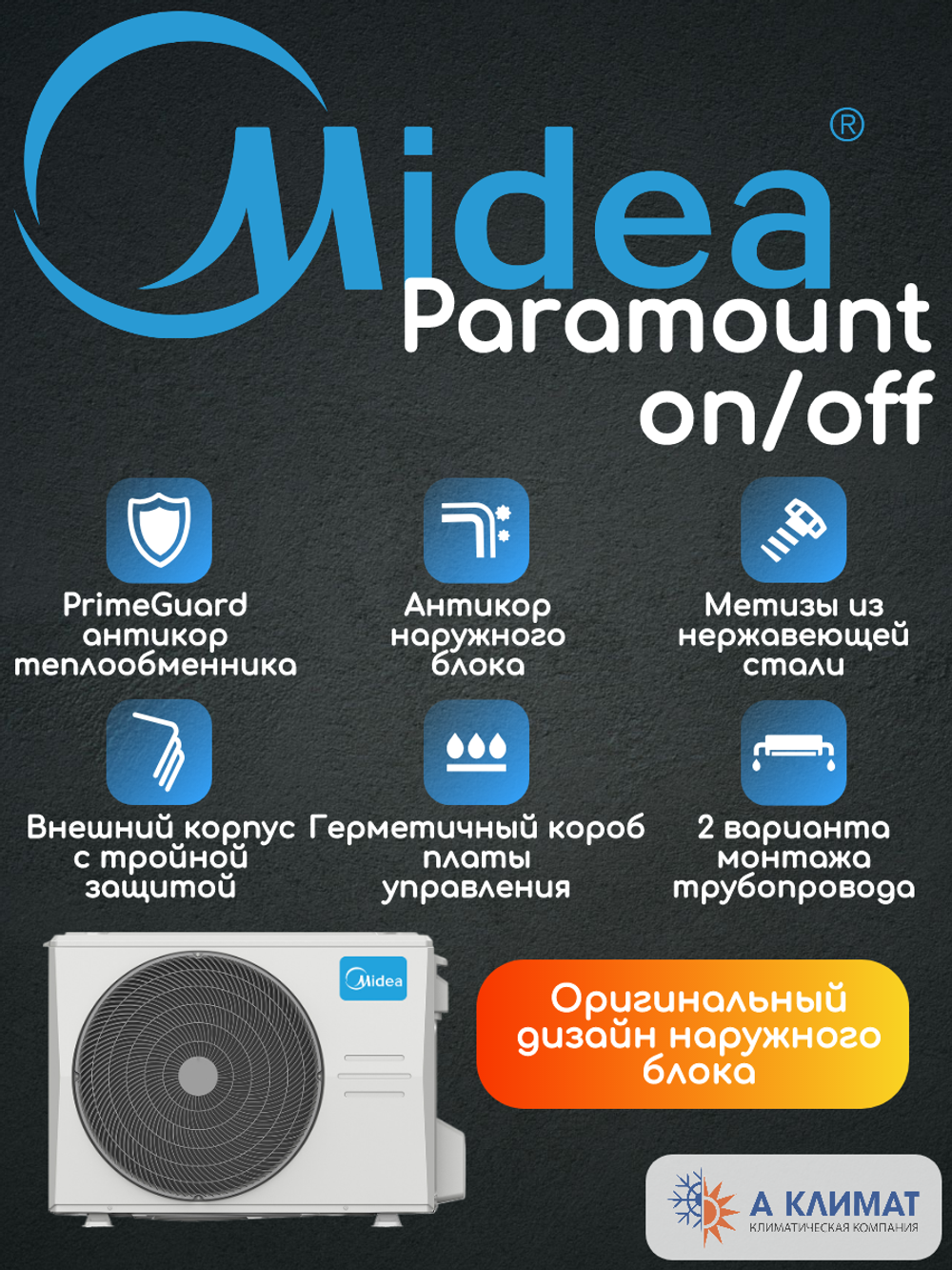 Сплит-система Midea Paramount on/off MSAG1-07HRN1-I/MSAG1-07HRN1-O