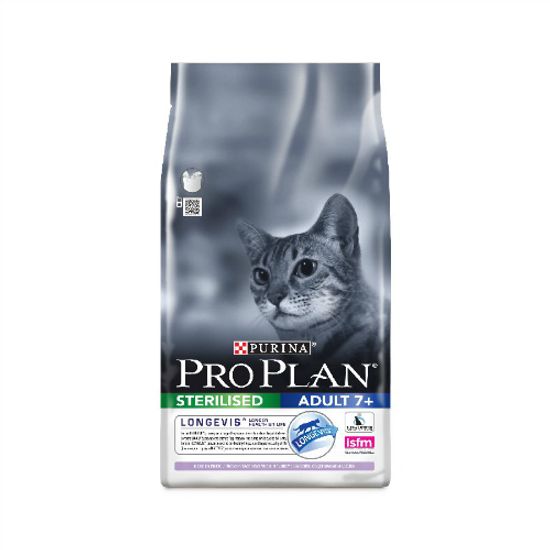 Purina Pro Plan Sterilised 7+ для стерилизованных кошек и кастрированных котов, индейка