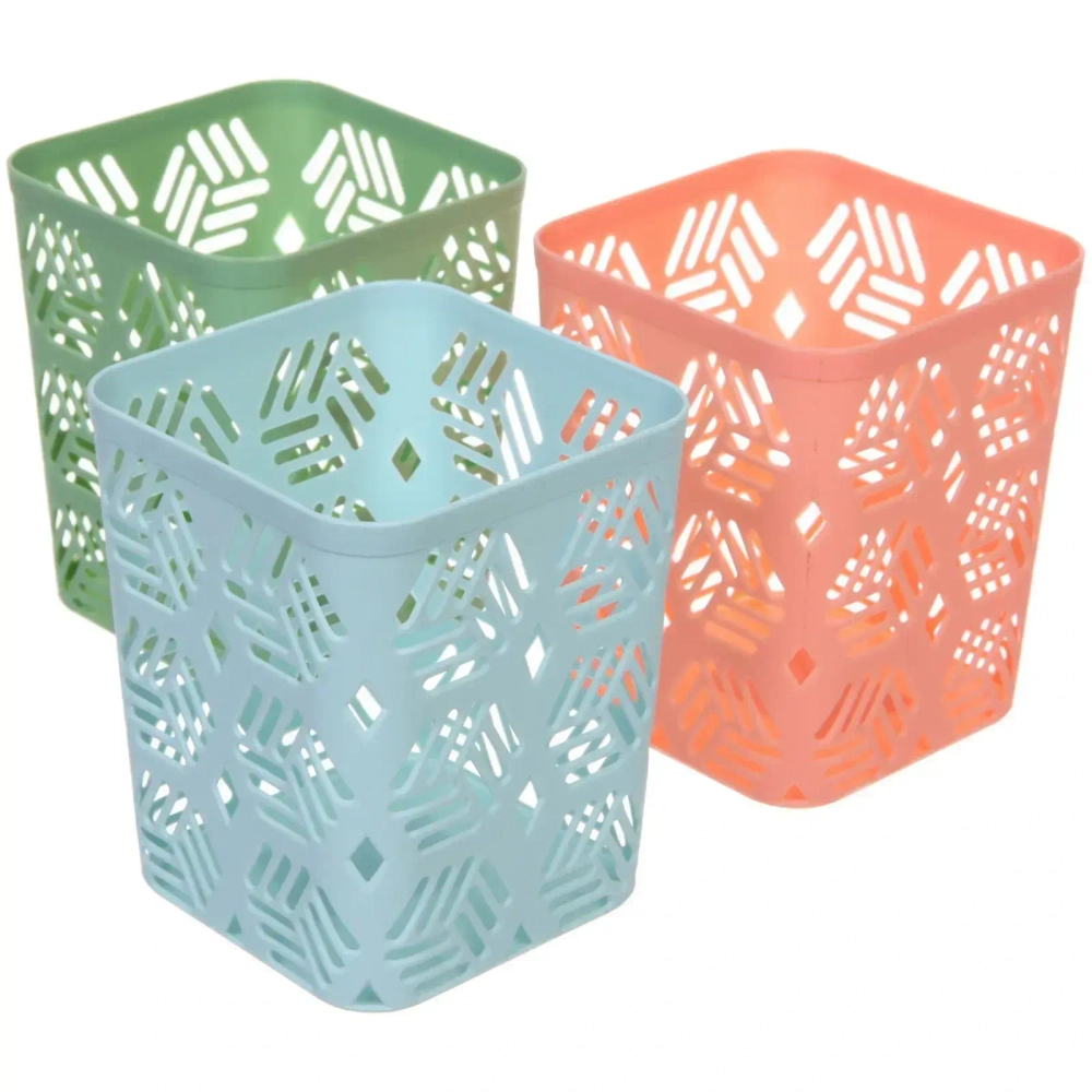 Подставка для столовых приборов пластиковая «Геометрия» 9*9*11см, микс цветов