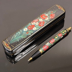 Ручка Паркер в шкатулке с ручной росписью "Ромашки и маки"
